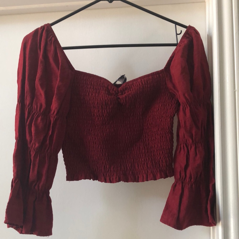 Lulus smocked cropped top size small